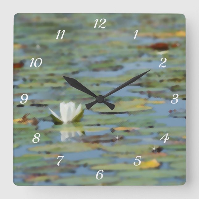Reloj de pared de acuarela del lago Waterlily (Anverso)