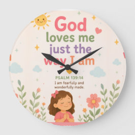 Reloj de pared de afirmación cristiana para niños