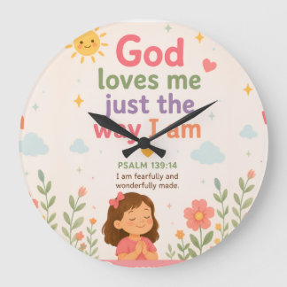 Reloj de pared de afirmación cristiana para niños