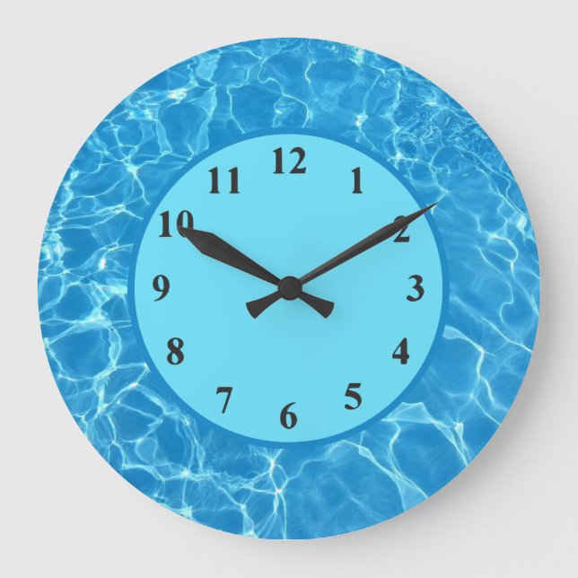 Reloj de pared de agua de la piscina tropical azul (Anverso)