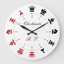 Reloj de pared de ajedrez rojo y negro