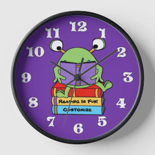 Reloj de pared de alienígena que ama los libros li