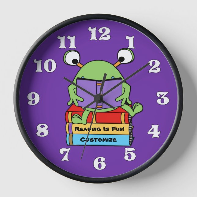 Reloj de pared de alienígena que ama los libros li (Anverso)