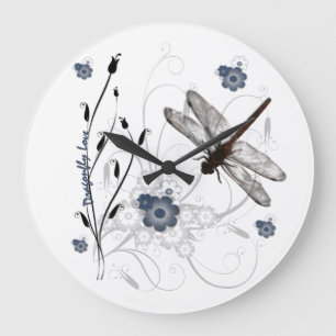 Reloj de pared de amor de libélula