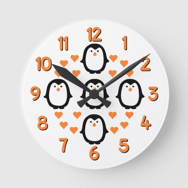 reloj de pared de amor de pingüino (Anverso)