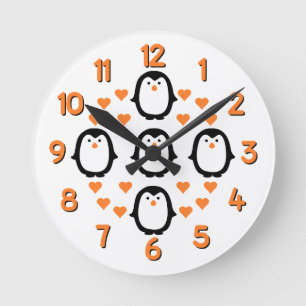 reloj de pared de amor de pingüino
