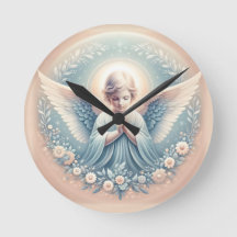 Reloj de pared de ángel, 20,3 cm Acrílico redondo