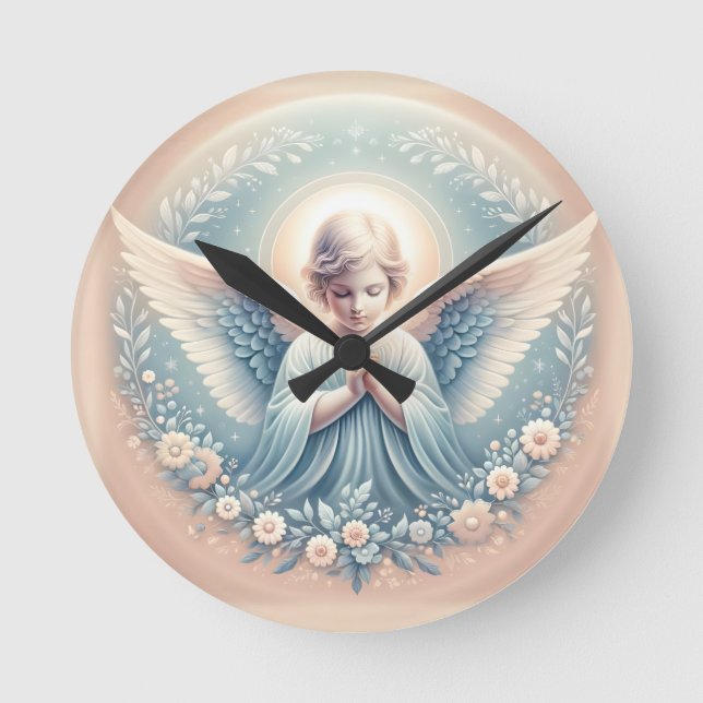 Reloj de pared de ángel, 20,3 cm Acrílico redondo (Anverso)