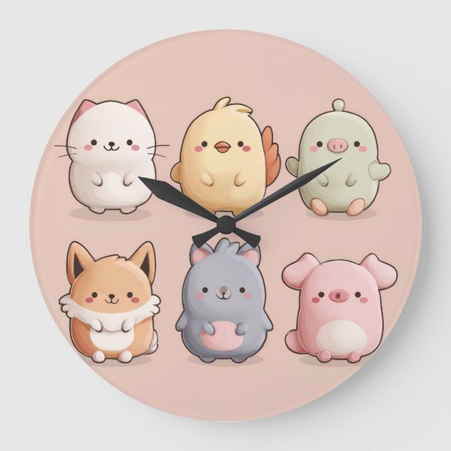 Reloj de pared de animal lindo – Animal de dibujos (Anverso)