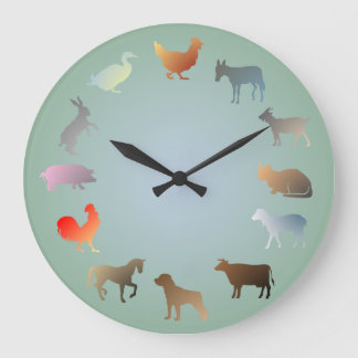 Reloj de pared de animales de granja