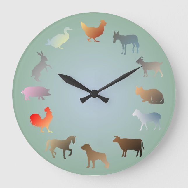 Reloj de pared de animales de granja (Anverso)
