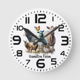 Reloj de pared de animales de granja familiar