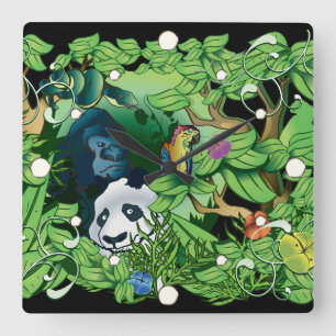 Reloj de pared de animales de jungla