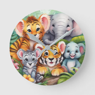 Reloj De Pared De Animales De La Jungla Para Niños