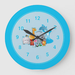 Reloj de pared de animales del zoológico infantil