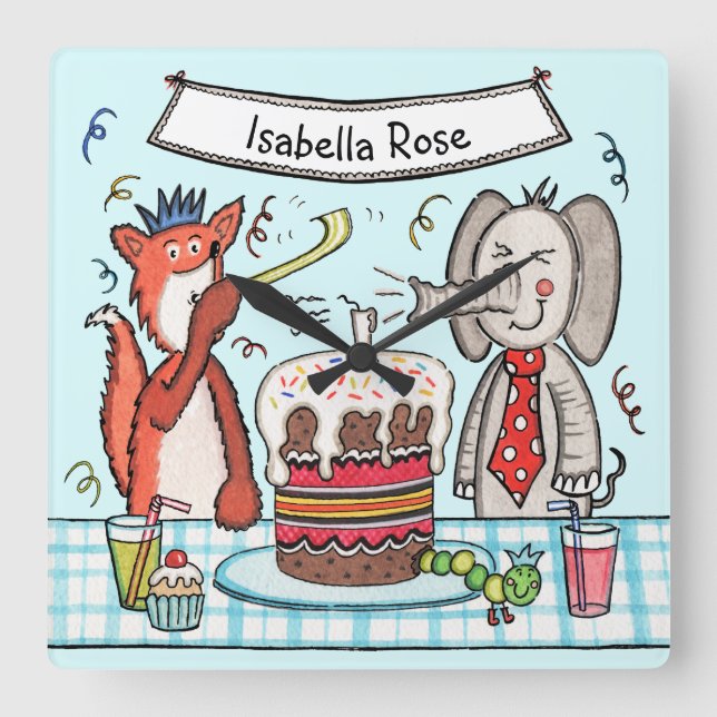 Reloj de pared de animales Fiestas de niños person (Anverso)