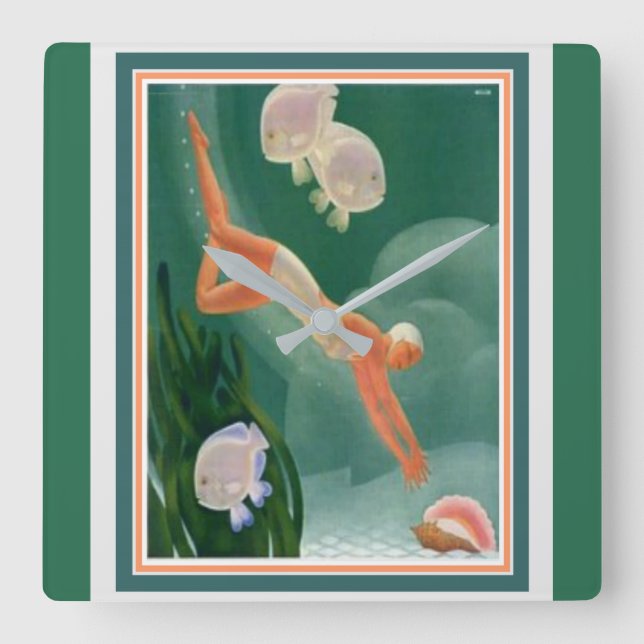 Reloj de pared de anuncios de Art Déco de 1930 (Anverso)