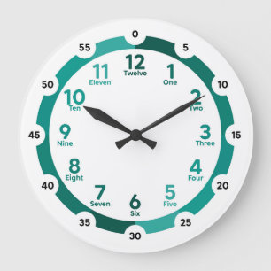 Reloj de pared de aprendizaje - Hues turquesas