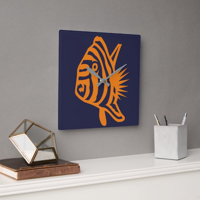 Reloj de pared de Aqua Tropical Fish Square (Oficina)