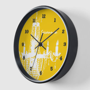 Reloj de pared de araña amarillo mostaza personali