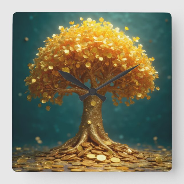 Reloj de pared de árbol de dinero (Anverso)