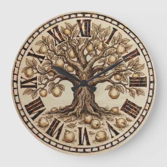 Reloj de pared de árbol de membrillo – Decoración  (Anverso)