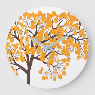 Reloj de pared de árbol de oro de otoño