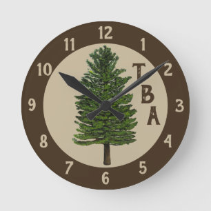 Reloj de pared de árbol de pino
