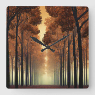 Reloj de pared de árbol forestal