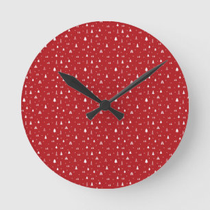 Reloj de Pared de Árboles de Navidad y Copos de Ni