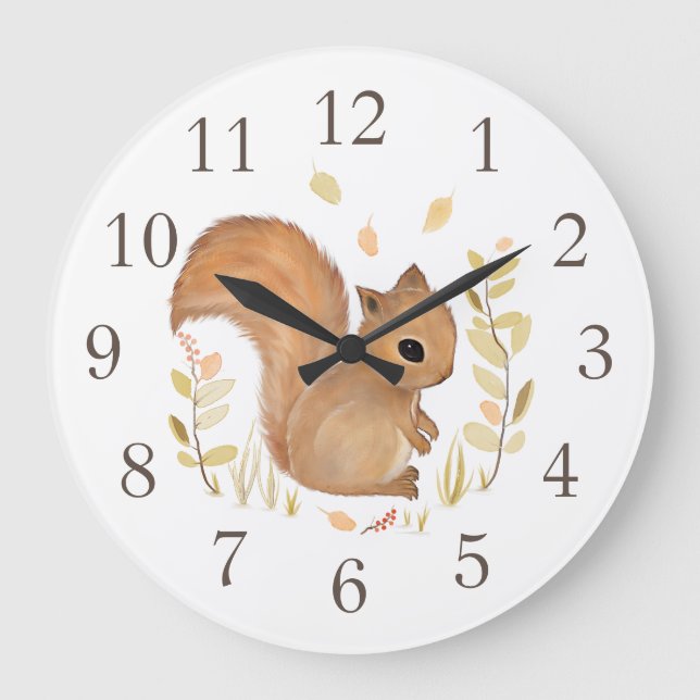 Reloj de pared de ardillas para animales de bosque (Anverso)