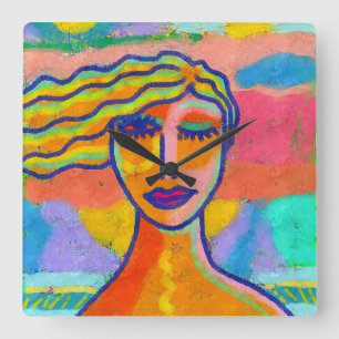 Reloj de pared de arte abstracto colorido