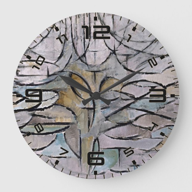 Reloj de pared de arte abstracto Mondrian Bloom (Anverso)