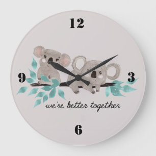 Reloj de pared de arte de acuarela de koala
