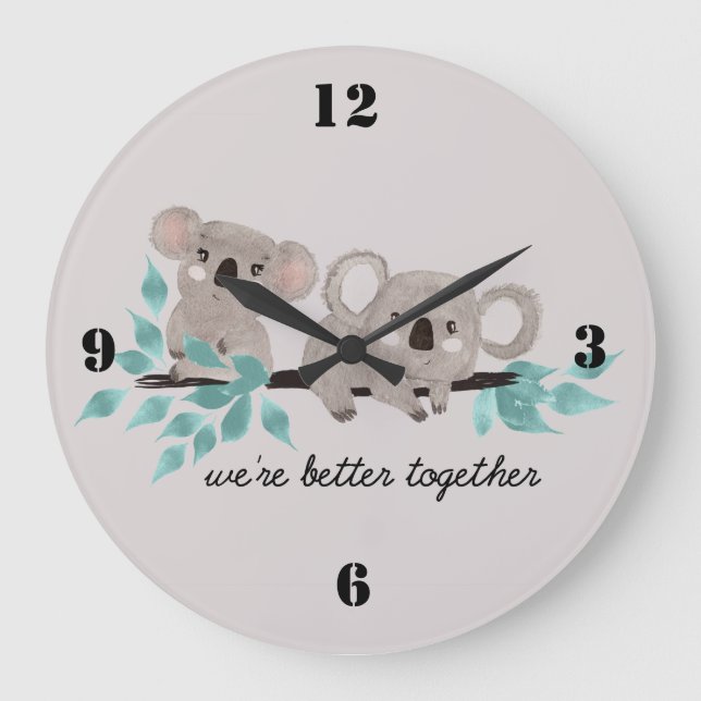 Reloj de pared de arte de acuarela de koala (Anverso)