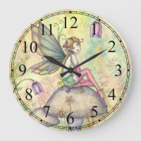 Reloj de pared de arte de fantasía de hada de flor