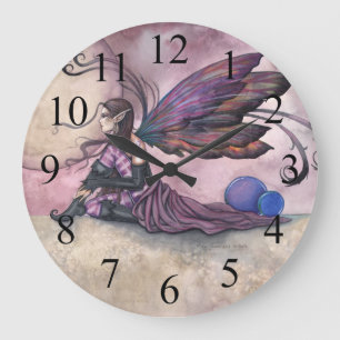 Reloj de pared de arte de fantasía de hada de luna