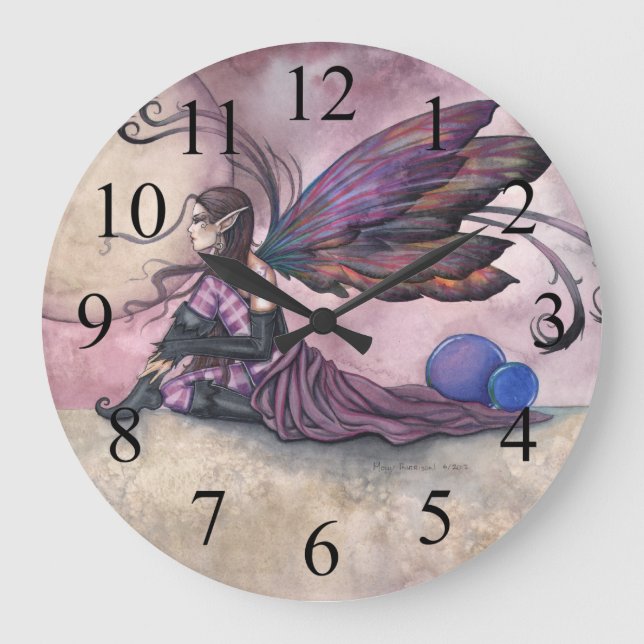 Reloj de pared de arte de fantasía de hada de luna (Anverso)