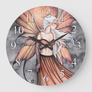 Reloj de pared de arte de fantasía de hada de otoñ