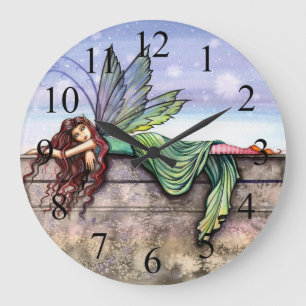 Reloj de pared de arte de fantasía de hada que mir