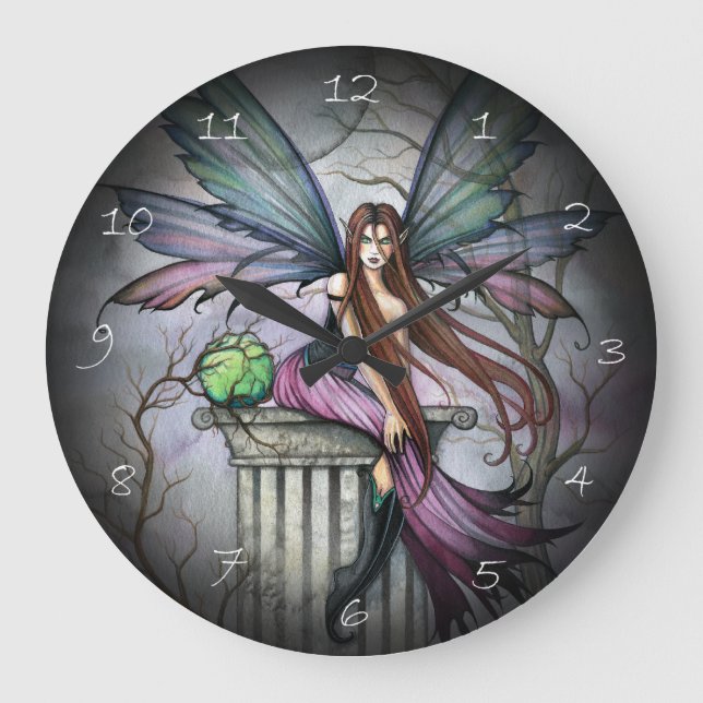 Reloj de pared de arte de fantasía de hadas gótica (Anverso)