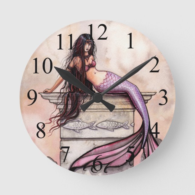 Reloj de pared de arte de fantasía de sirena de la (Anverso)