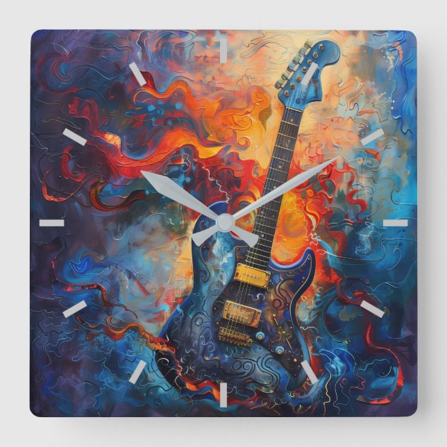 Reloj de pared de arte de guitarra eléctrica (Anverso)
