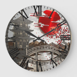 Reloj de pared de arte de jardín Zen japonés y pag