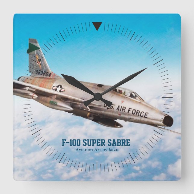 Reloj de pared de arte de la aviación "F-100 Super (Anverso)