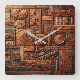 Reloj de pared de arte de madera