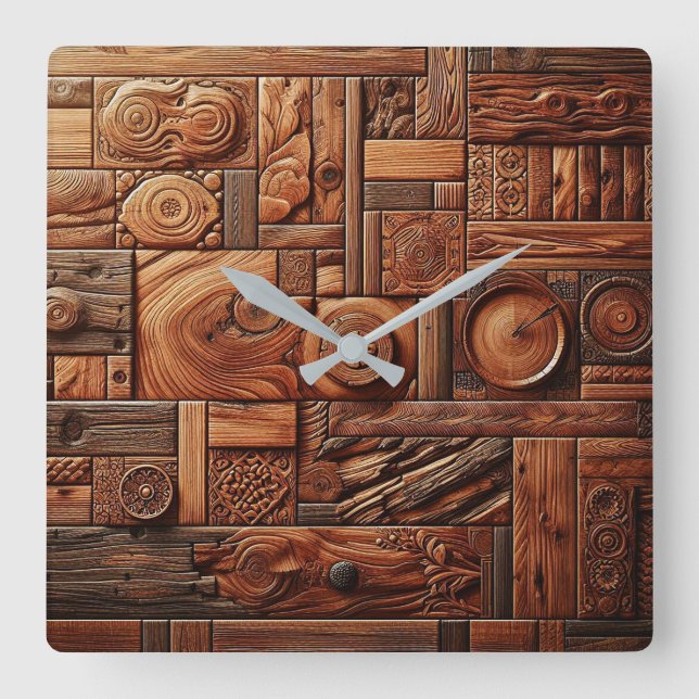 Reloj de pared de arte de madera (Anverso)