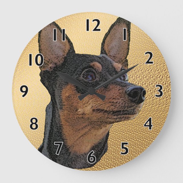 Reloj de pared de arte de Pinscher en miniatura (Anverso)