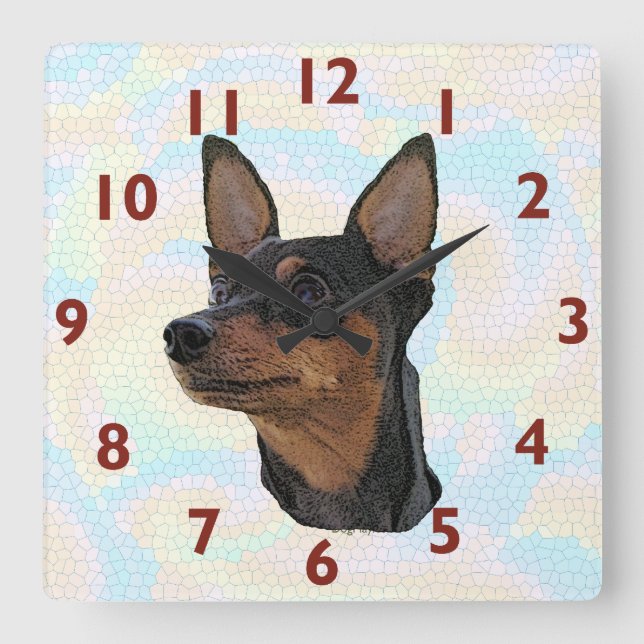 Reloj de pared de arte de Pinscher en miniatura (Anverso)