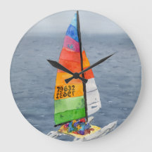 Reloj de pared de arte de velero náutico costero